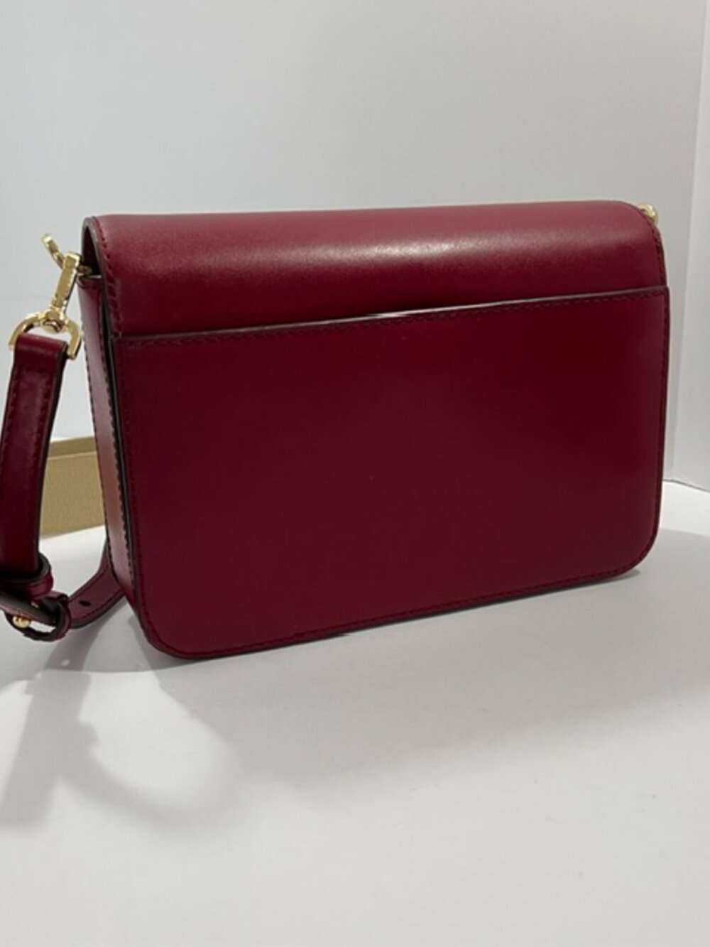 Michael Kors Leather Sloan Editor Large Shoulder Bag Dark Cherry 2 Straps - Picture 7 of 14